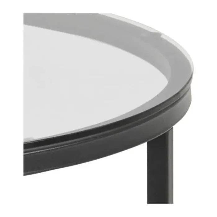 CASA Living Cross Hjørnebord Ø 55 x H 45 cm - Metal/glas - Røg/sort