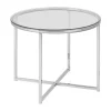 CASA Living Cross Hjørnebord Ø 55 x H 45 cm - Metal/glas - Sølvfarvet/klar