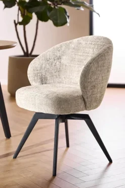 CASA Living Darlene Spisebordsstol H 80 x B 58,5 x D 60 cm - Stof/stål - Beige/mat sort