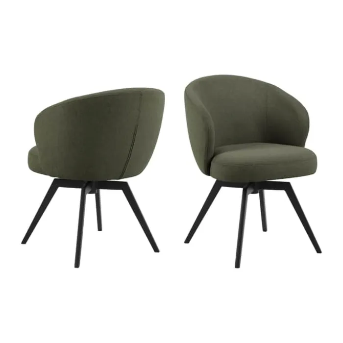 CASA Living Darlene Spisebordsstol H 80 x B 58,5 x D 60 cm - Stof/stål - Mørkegrøn