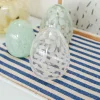 CASA Living Dekorationsæg H 14,5 cm - Glas - Lysegrøn/hvid