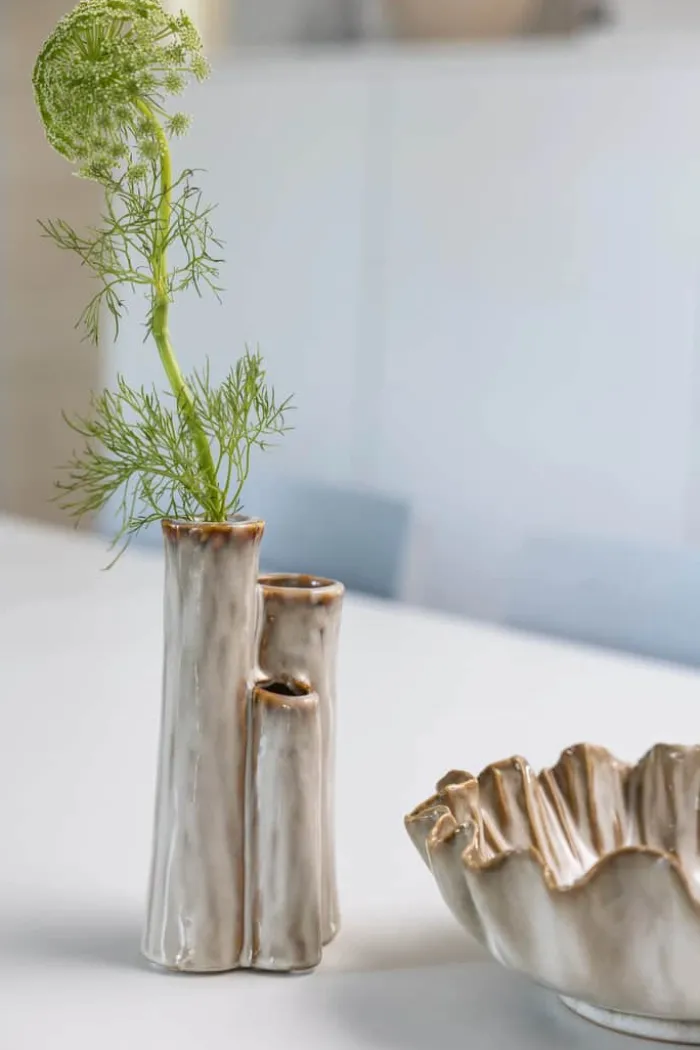 CASA Living Dekorationsskål Ø 22 cm - Stentøj - Hvid/brun
