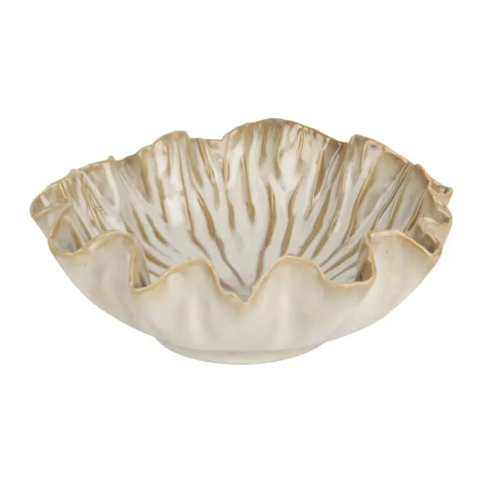 CASA Living Dekorationsskål Ø 22 cm - Stentøj - Hvid/brun