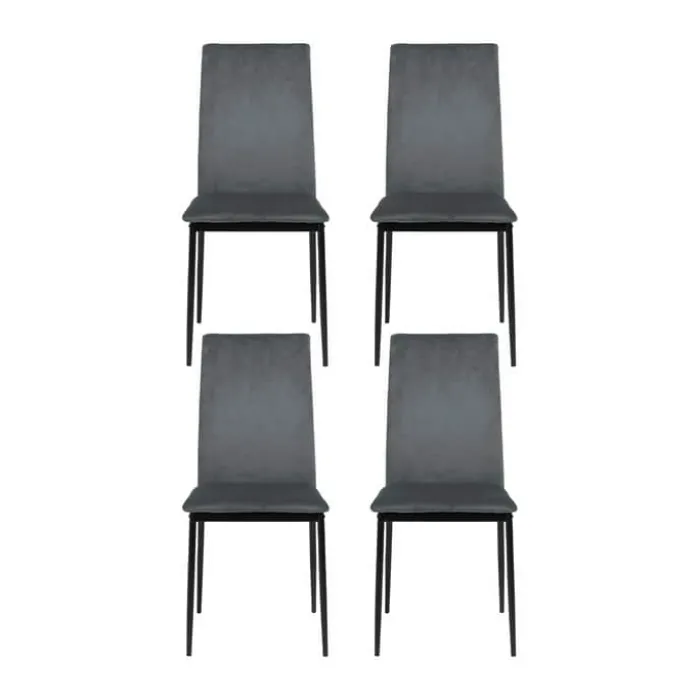 CASA Living Demina Spisebordsstol - 4 stk. H 92 x B 43,5 x D 53 - Metal/stof - Mørkegrå