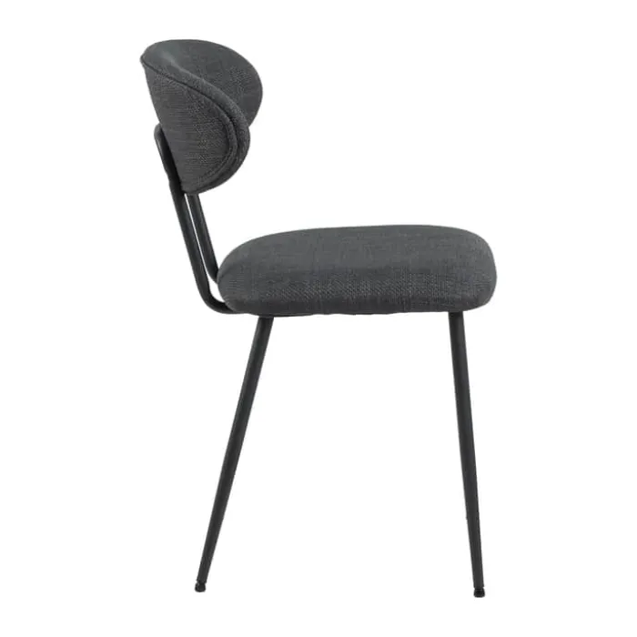 CASA Living Denise Spisebordsstol - 2 stk H 78,5 x B 43,5 x L 53 cm - Stof/stål - Mørkegrå