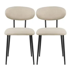 CASA Living Denise Spisebordsstol - 2 stk. H 78,5 x B 43,5 x L 53 cm - Stof/stål - Beige
