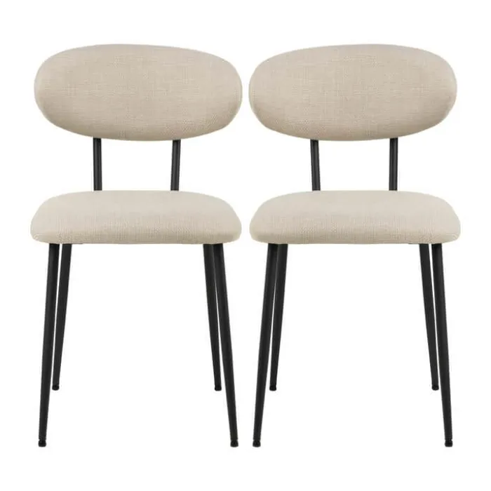 CASA Living Denise Spisebordsstol - 2 stk. H 78,5 x B 43,5 x L 53 cm - Stof/stål - Beige
