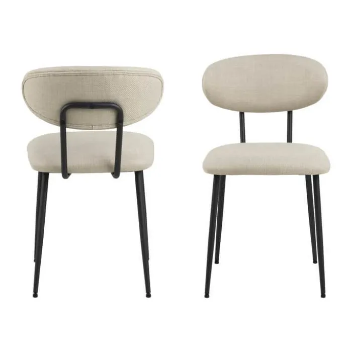 CASA Living Denise Spisebordsstol - 2 stk. H 78,5 x B 43,5 x L 53 cm - Stof/stål - Beige