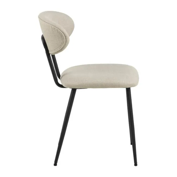 CASA Living Denise Spisebordsstol - 2 stk. H 78,5 x B 43,5 x L 53 cm - Stof/stål - Beige