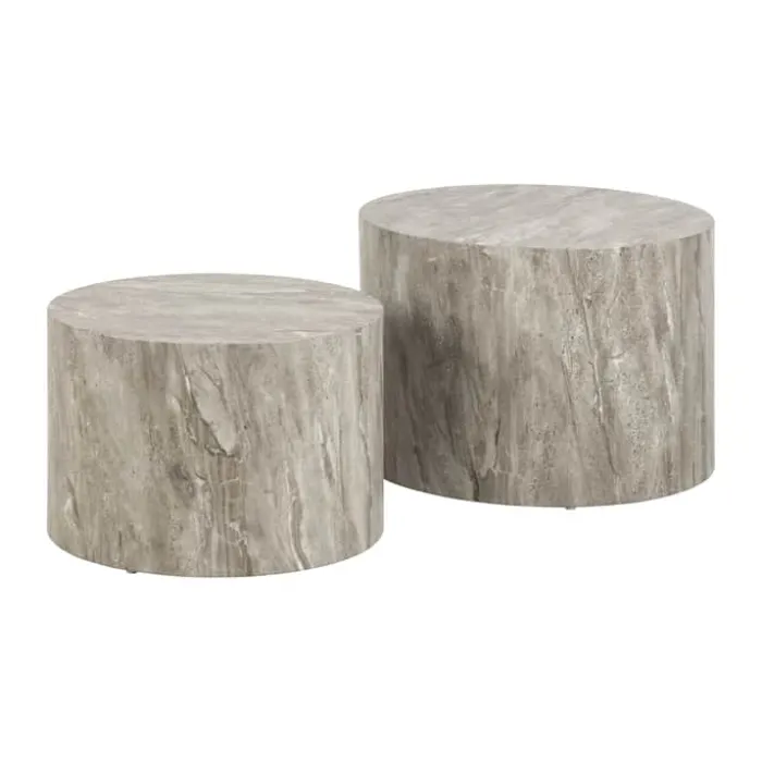 CASA Living Dice Sofabordssæt - 2 stk Ø 58/50 x H 40/35 cm - MDF/papir - Grå