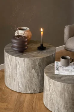 CASA Living Dice Sofabordssæt - 2 stk Ø 58/50 x H 40/35 cm - MDF/papir - Grå