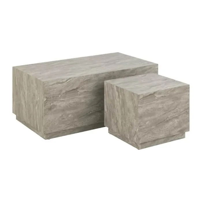 CASA Living Dice Sofabord - 2 stk. H 42 x B 60 x L 100 cm - MDF - Grå