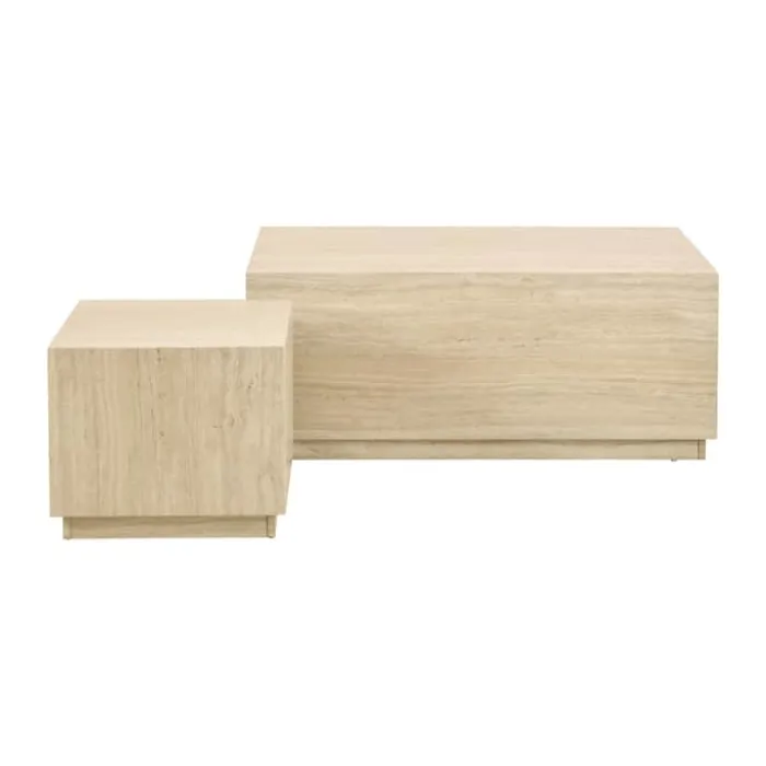 CASA Living Dice Sofabord - 2 stk H 42 x B 60 x L 100 cm - MDF - Beige