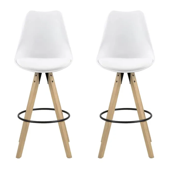 CASA Living Dima Barstol - 2 stk H 111,5 x B 48,5 x D 55 cm - Gummitræ - Hvid