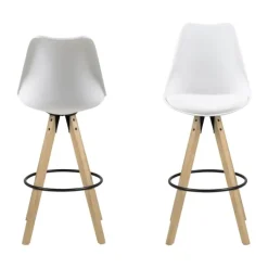 CASA Living Dima Barstol - 2 stk H 111,5 x B 48,5 x D 55 cm - Gummitræ - Hvid