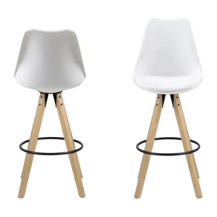 CASA Living Dima Barstol - 2 stk H 111,5 x B 48,5 x D 55 cm - Gummitræ - Hvid