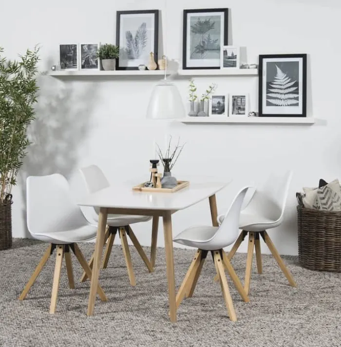 CASA Living Dima Spisebordsstol - 2 stk. H 85 x B 48,5 x D 55 cm - Gummitræ/polypropylen - Hvid