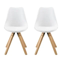 CASA Living Dima Spisebordsstol - 2 stk. H 85 x B 48,5 x D 55 cm - Gummitræ/polypropylen - Hvid