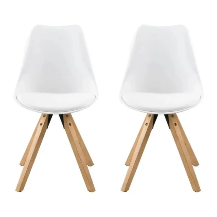 CASA Living Dima Spisebordsstol - 2 stk. H 85 x B 48,5 x D 55 cm - Gummitræ/polypropylen - Hvid