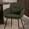 CASA Living Dora Spisebordsstol H 84 x B 58 x D 59 cm - Stof/stål - Grøn
