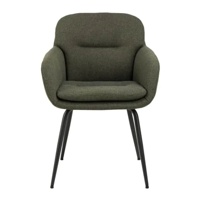 CASA Living Dora Spisebordsstol H 84 x B 58 x D 59 cm - Stof/stål - Grøn