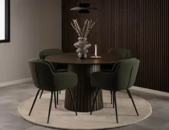 CASA Living Dora Spisebordsstol H 84 x B 58 x D 59 cm - Stof/stål - Grøn