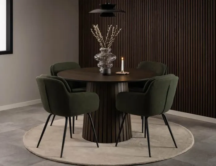 CASA Living Dora Spisebordsstol H 84 x B 58 x D 59 cm - Stof/stål - Grøn