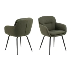 CASA Living Dora Spisebordsstol H 84 x B 58 x D 59 cm - Stof/stål - Grøn