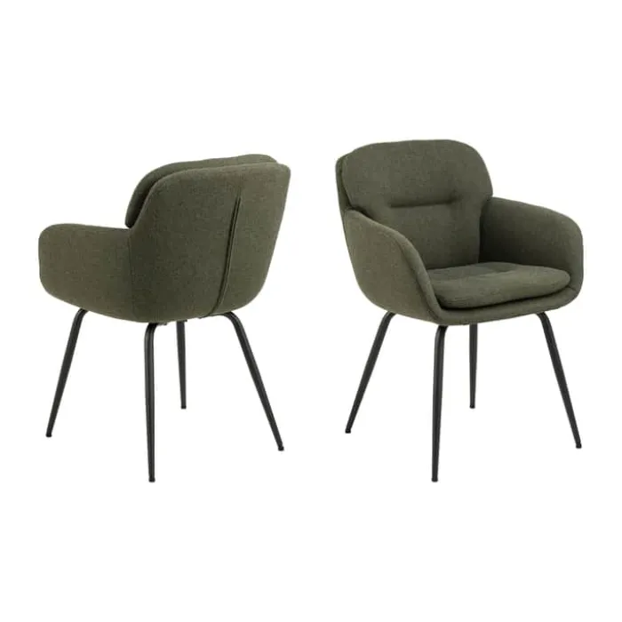 CASA Living Dora Spisebordsstol H 84 x B 58 x D 59 cm - Stof/stål - Grøn