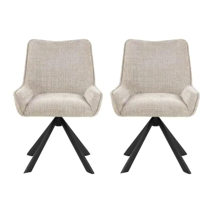 CASA Living Eddie Spisebordsstol - 2 stk H 81 x B 59 x D 56 cm - Juto-stof/stål - Beige