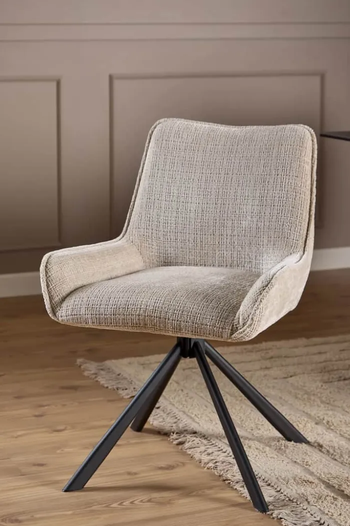 CASA Living Eddie Spisebordsstol - 2 stk H 81 x B 59 x D 56 cm - Juto-stof/stål - Beige