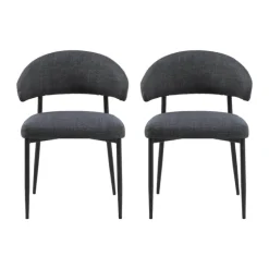 CASA Living Edina Spisebordsstol - 2 stk H 77 x B 56 x L 55 cm - Metal - Mørkegrå