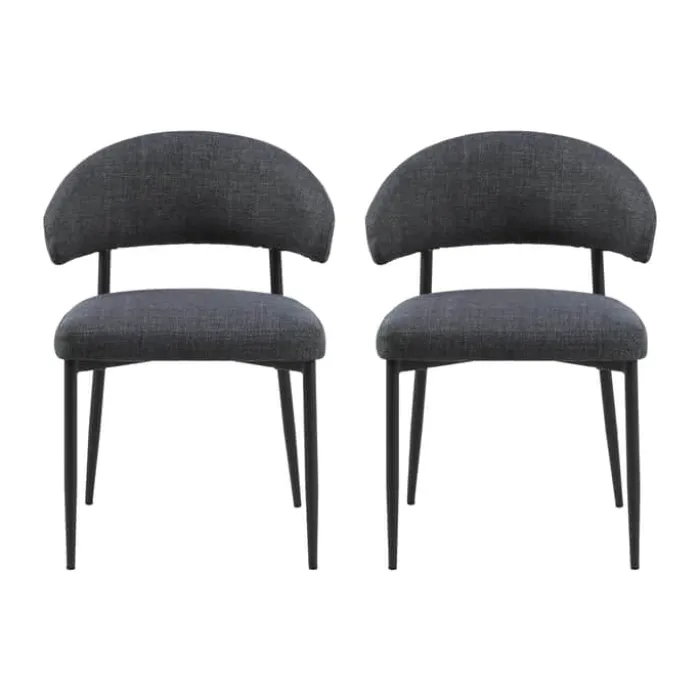 CASA Living Edina Spisebordsstol - 2 stk H 77 x B 56 x L 55 cm - Metal - Mørkegrå