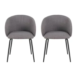 CASA Living Eleanor Spisebordsstol - 2 stk H 79 x B 55,5 x D 55 cm - Stof/stål - Gråbrun