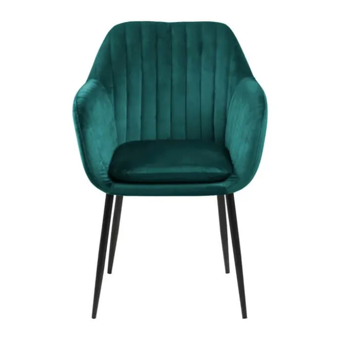CASA Living Emilia Spisebordsstol H 83 x B 57 x D 61 cm - Metal/stof - Flaskegrøn/sort
