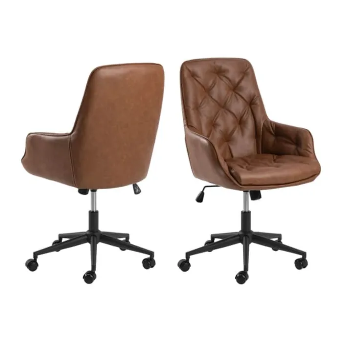 CASA Living Erik Skrivebordsstol H 106 x B 60 x D 67,5 cm - Stål - Cognac