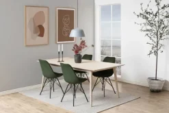 CASA Living Eris Spisebordsstol - 2 stk. H 85,5 x B 48,5 x D 54 cm - Stof/pulverlakeret metal - Skovgrøn/sort