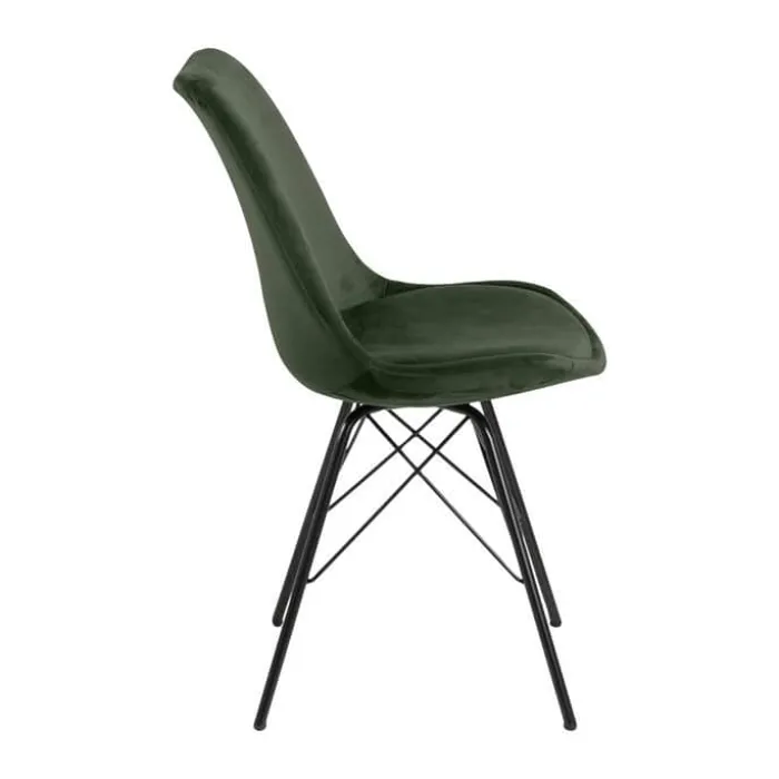 CASA Living Eris Spisebordsstol - 2 stk. H 85,5 x B 48,5 x D 54 cm - Stof/pulverlakeret metal - Skovgrøn/sort
