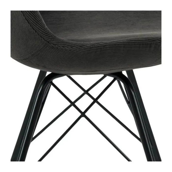CASA Living Eris Spisebordsstol - 2 stk. H 85,5 x B 48,5 x D 54 cm - Stof/pulverlakeret metal - Antracit