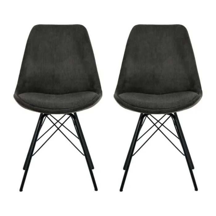 CASA Living Eris Spisebordsstol - 2 stk. H 85,5 x B 48,5 x D 54 cm - Stof/pulverlakeret metal - Antracit