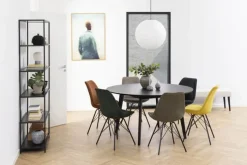 CASA Living Eris Spisebordsstol - 2 stk. H 85,5 x B 48,5 x D 54 cm - Stof/pulverlakeret metal - Antracit