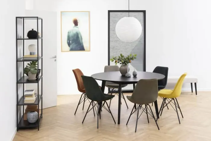 CASA Living Eris Spisebordsstol - 2 stk. H 85,5 x B 48,5 x D 54 cm - Stof/pulverlakeret metal - Antracit
