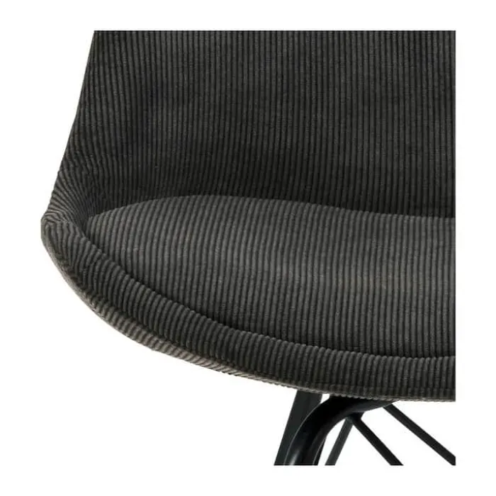 CASA Living Eris Spisebordsstol - 2 stk. H 85,5 x B 48,5 x D 54 cm - Stof/pulverlakeret metal - Antracit