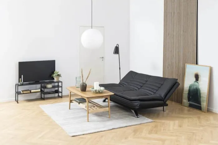 CASA Living Faith Sovesofa H 91 x B 98 x L 196 cm - Stål/stof - Sort