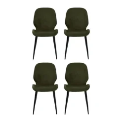 CASA Living Femke Spisebordsstol 4 stk. H 85 x B 47,5 x D 57,5 cm - Metal/stof - Olivengrøn/sort