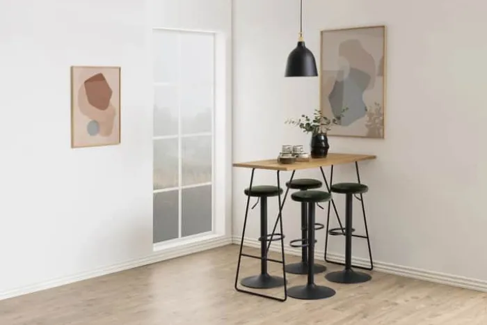 CASA Living Finch Barstol - 2 stk H 80 x B 40 cm - Stof/stål - Grøn