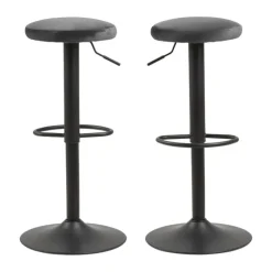 CASA Living Finch Barstol - 2 stk H 82 x B 40 cm - Stof/stål - Mørkegrå