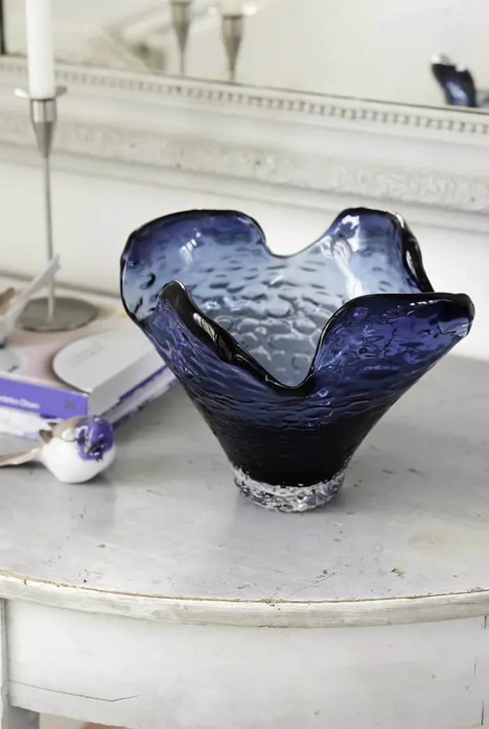 CASA Living Flower Glasskål Ø 30 x H 21,5 cm - Glas - Blå