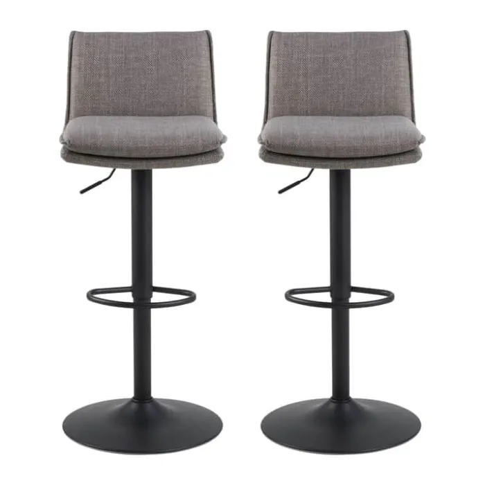 CASA Living Flynn Barstol - 2 stk H 107 x B 44 x D 53 cm - Basel stof/stål - Lysegrå