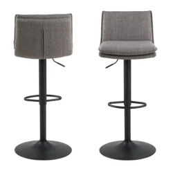CASA Living Flynn Barstol - 2 stk H 107 x B 44 x D 53 cm - Basel stof/stål - Lysegrå